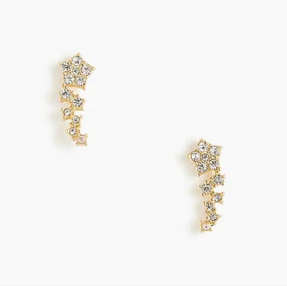 J.Crew Crystal Star Stud Earrings, Clear/ Gold